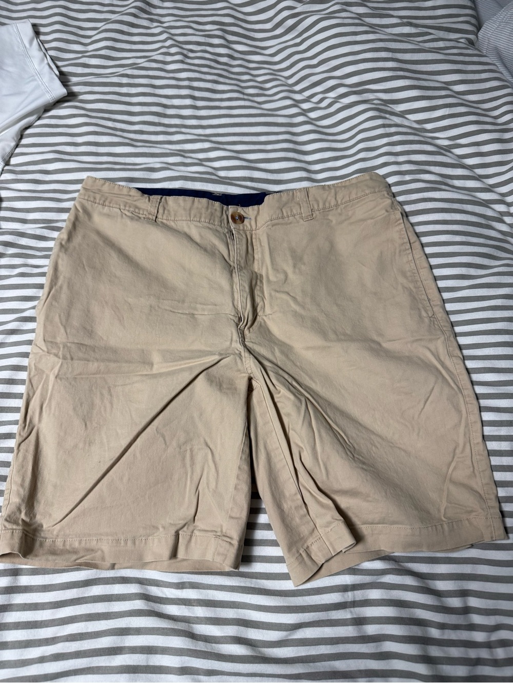 Tailorbyrd White Plaid Swim Shorts with Navy Waistband